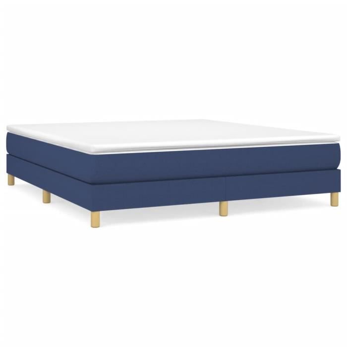3144189 vidaXL Lit à sommier tapissier avec matelas Bleu 160x200 cm Tissu