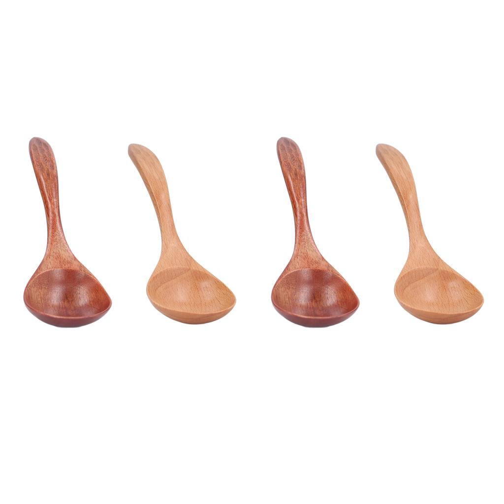 4pcs Wooden Soup Spoon Home Restaurant Portable Simple Elegant Dinner Table Spoon for Coffee Oatmeal