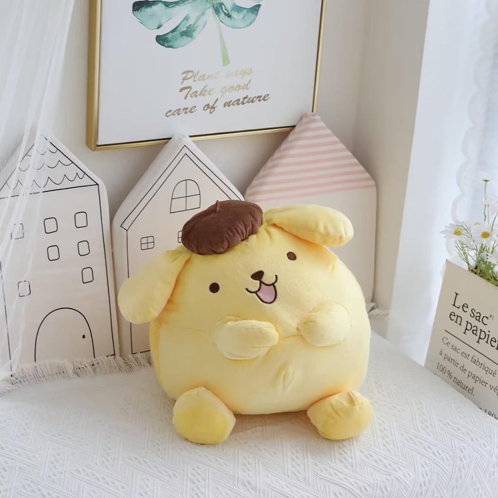 40-50cm Sanrio Pompompurin Stuffed Plush Toys Big Size Lovely Pillow Gift Kids Super Soft Pom Pom Purin Plushie Doll Room Decor