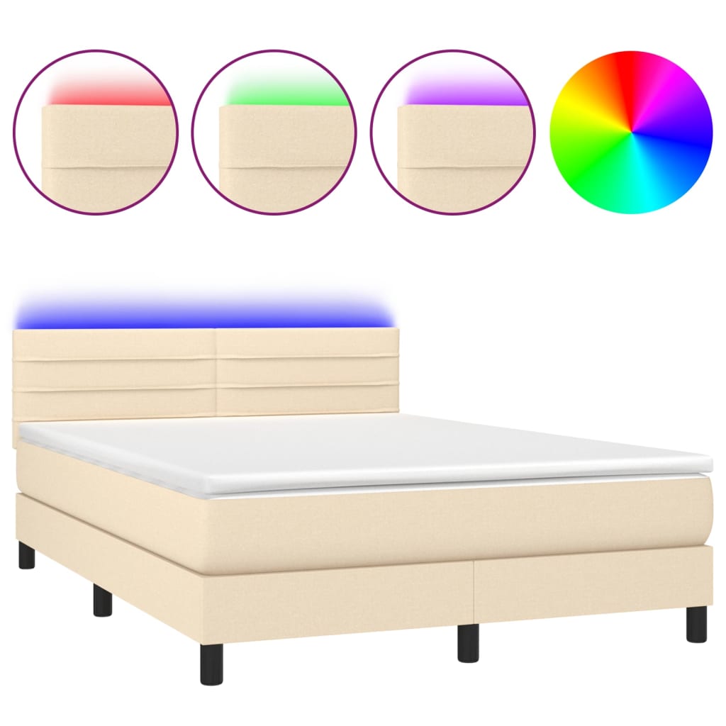 Vidaxl Continental Bed With Mattress, Cream, 140X190 Cm, Fabric