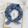 Floral Cotton Linen Silk Scarf: Women's Square Headband for Spring, Summer, Autumn - Korean Fresh Style