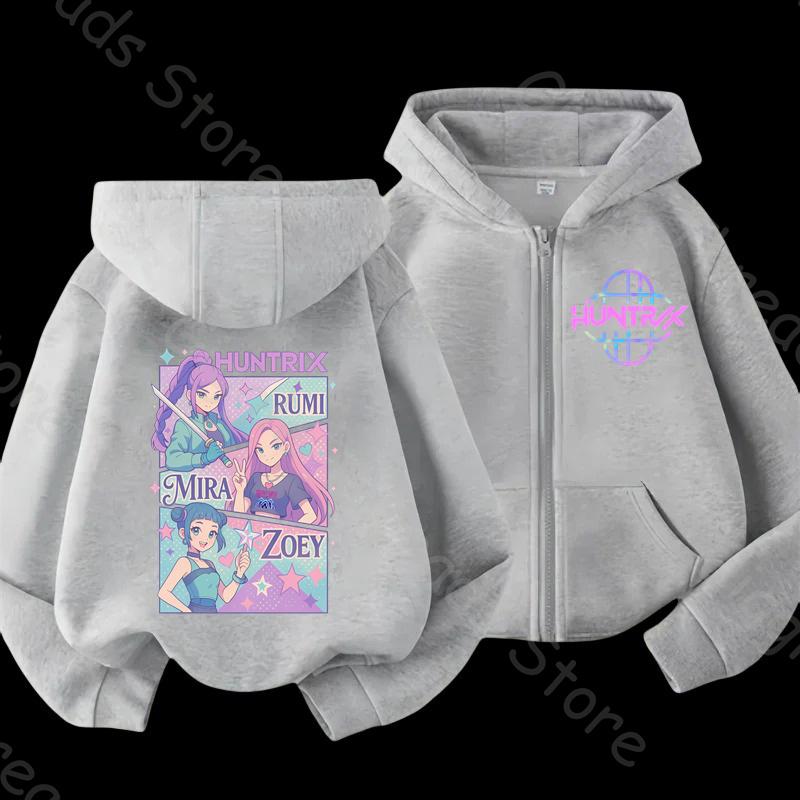 Fantastischer K-POP Dämonenjäger Kinder Zip-Up Hoodie 2025. Gemütliche Cartoon-Jacke für alle Kinder, Jungen und Mädchen. Weltweiter Favorit