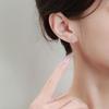 S999 Sterling Silver Geometric Double Ring Stud Earrings - Simple Design Silver Earring Accessories