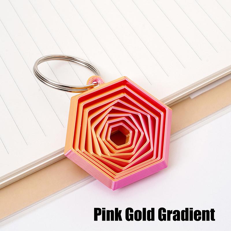 

1 шт. Парный крючок для ключей, подарок для друзей, креативный 3D-печатный шестигранный брелок, можно толкать, тянуть и вращать, игрушка для снятия стресса