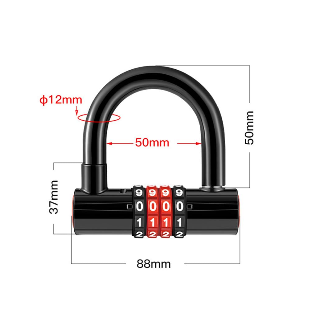 YAVINCOL Combination Dial Digital PIN Adjustable Dial Number Combination Red Padlock, 4-Digit Lock, Lock, U-Lock, Lock, Anti-Theft, Lock, Lock,