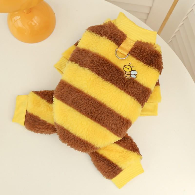 Pet Costume Dogs Cats Winter Warm Fleece Outfit Bee Design Teddy Bichon French Bulldog Medium Size