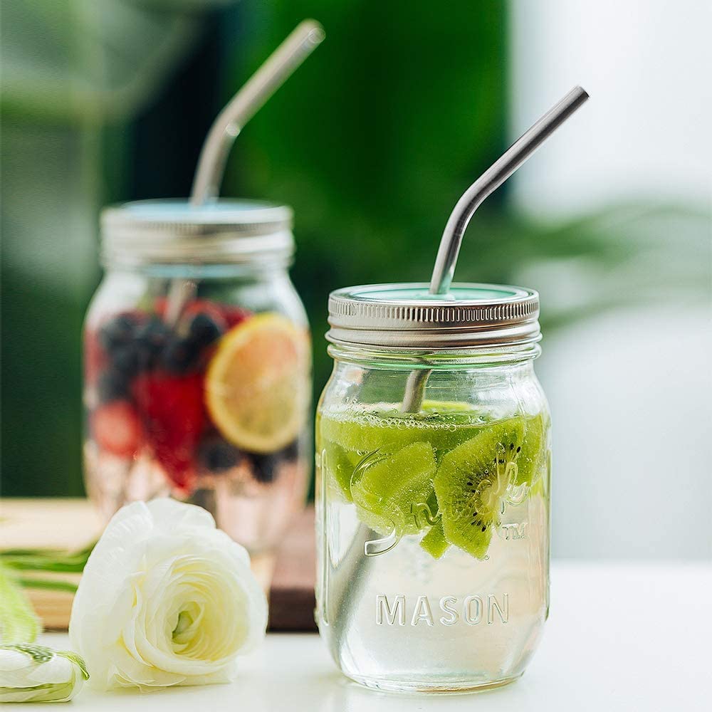 12-Pack Reusable 304 Stainless Steel Straws with Case Long Drinking Straw for 30 Oz and 20 Oz Tumblers Cups Cocktail Metal Straw