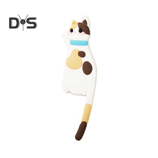 Fridge Sticker with Hook High Toughness 3D Realistic Cartoon Cat Design Refrigerator Sticker Decorative Fridge Accessory