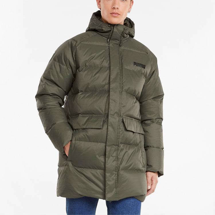 Puma Logo Solid Color Mid-Length Down Jacket Men Outerwear Grape-Leaf-Green 846326-44