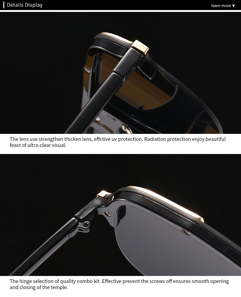 H008  Flat-Top Large-Frame Sunglasses Modern Charming Trendyy Street Style Sunglasses Ins Style Women