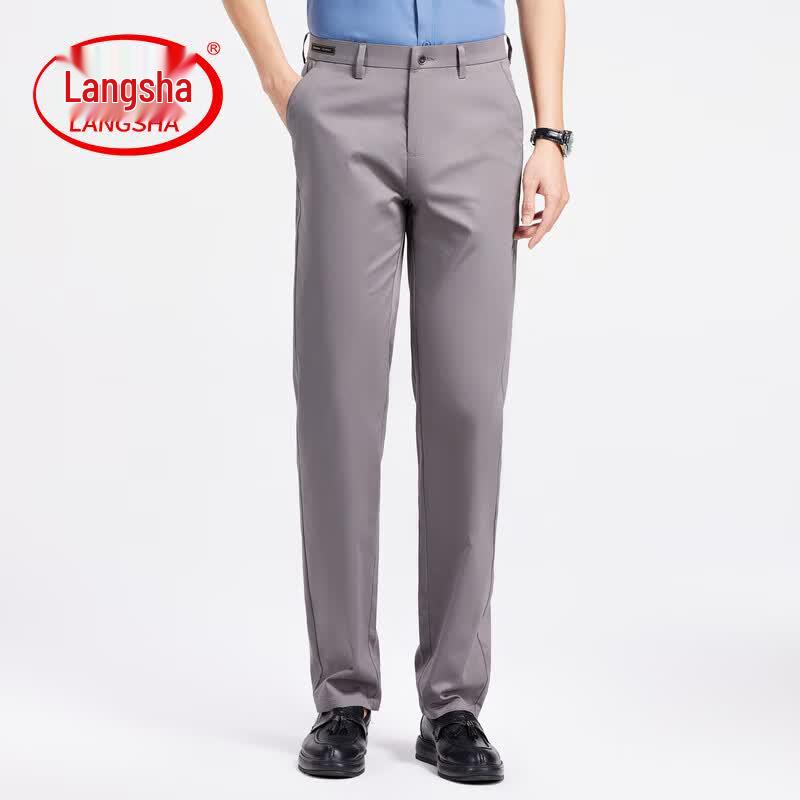 LangSha Men s Loose Straight Business Casual Suit Trousers 32