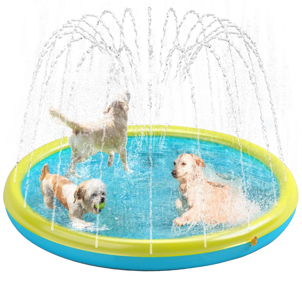 Planschbecken für Hunde, Rutschfestes Planschbecken für Haustiere Sommer Outdoor Wasserspielzeug, Sprinklerbecken für Hunde Outdoor-Spiel