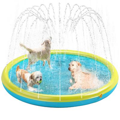 Planschbecken für Hunde, Rutschfestes Planschbecken für Haustiere Sommer Outdoor Wasserspielzeug, Sprinklerbecken für Hunde Outdoor-Spiel