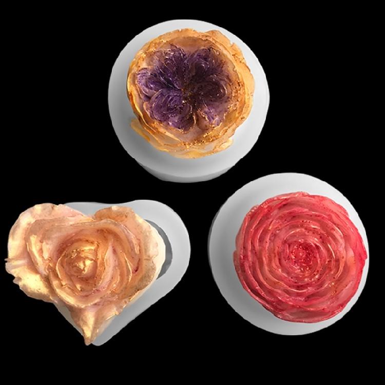 3D Rose Candle Mold Heart Rose Flower Silicone Mold Silicone Scented Candle Mold