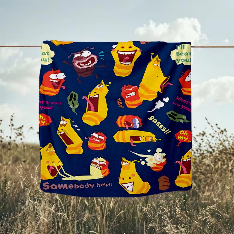 1PC Larva Blanket Flannel Throw for Sofa, Indoor, Camping, Living Room, Office, Chair, And Bed Soft Birthday Christmas Gift