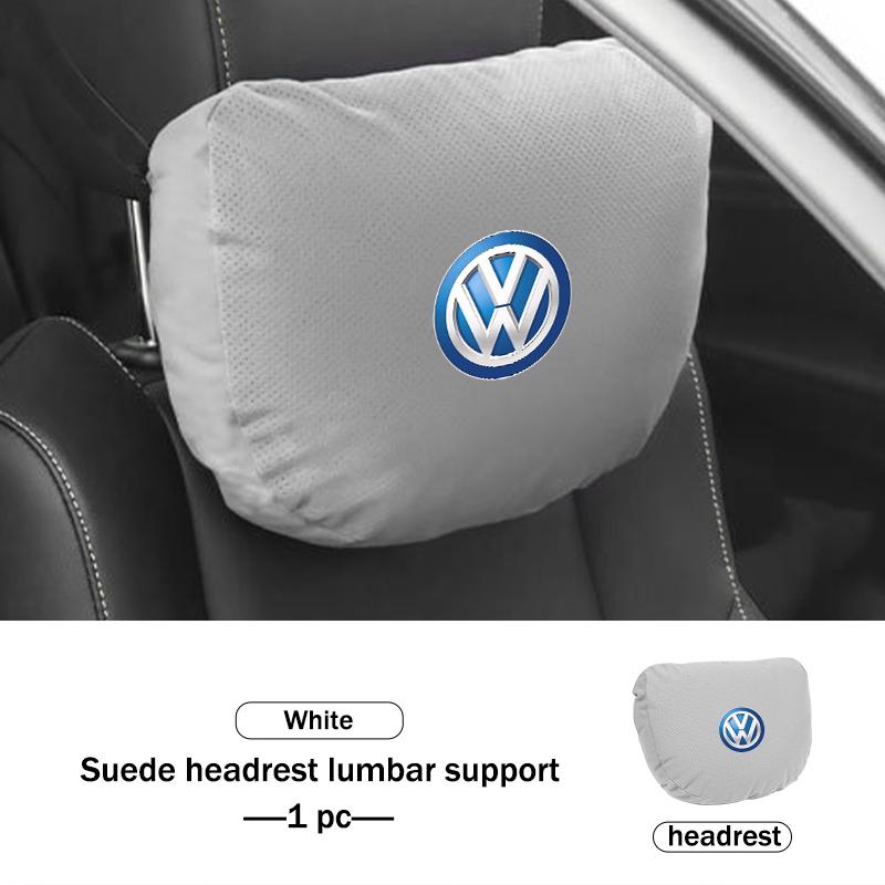 For Volkswagen VW Suede Car Neck Pillow Universal Fit Breathable Driving Cushion Scirocco Jetta Beetle Golf 4 5 6 Passat Polo B5NO4