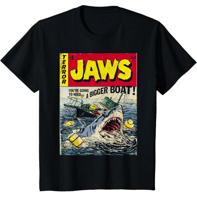 Jaws Pulp Attack Comic Cover Short Sleeve Gift TShirt Vintage Graphic Tee 100 cotton printed clothes All size Tops S6XL S