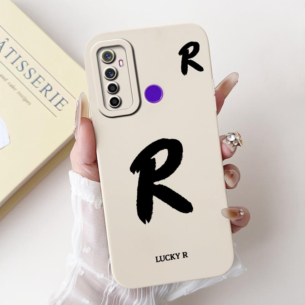 For Realme 5i RMX2030 6i RMX2040 Cover For Realme 6i Case Simple Fashion Letters A-Z Pattern Design Silicone Shockproof Bumper