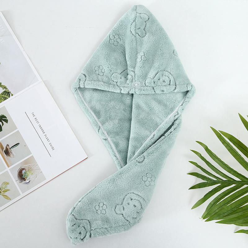 Coral fleece dry hair cap quickly absorbs water, is soft and skin-friendly, quick-drying cycle hollow flower women's headscarf