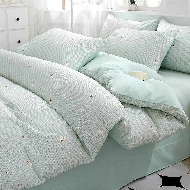 New Spring Duvet Cover Class A Double Yarn Printed Knitted Cotton 3-4 Piece Quilt Bed Sheet Pillowcase Small Fresh Bedding