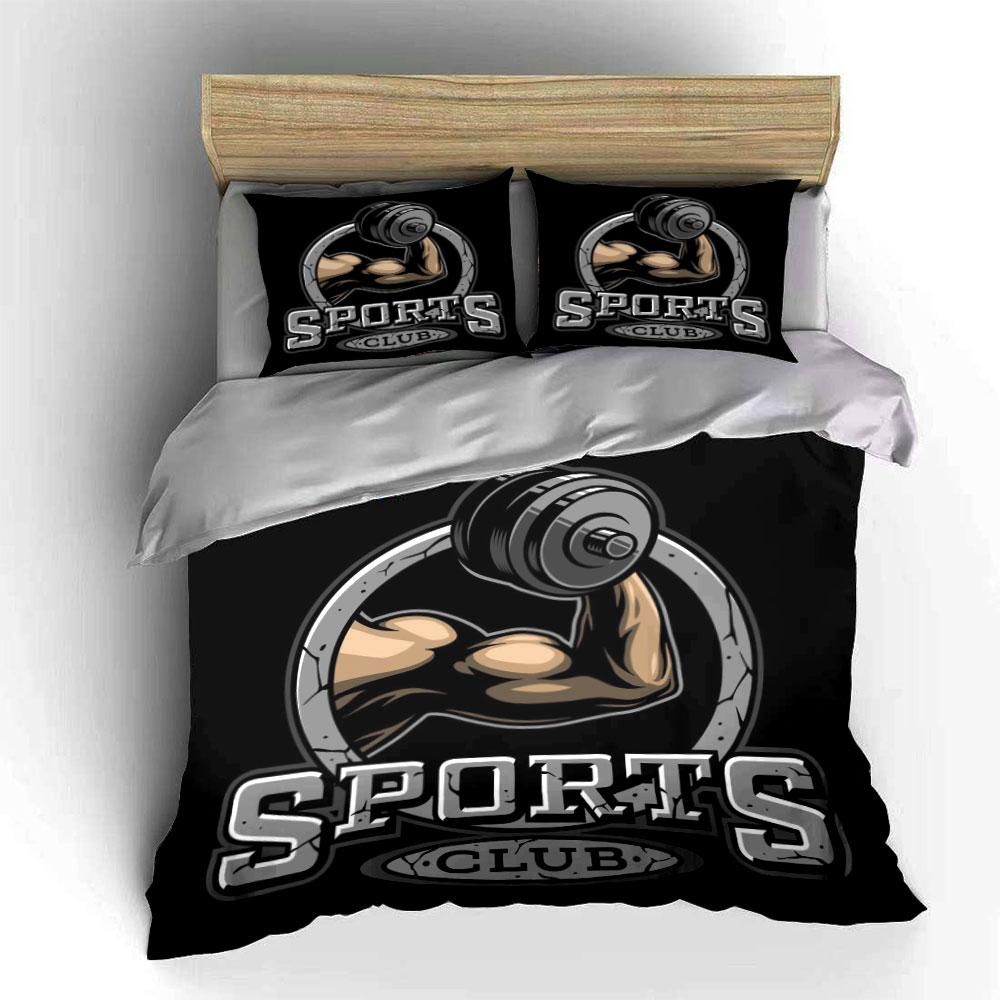 Fitness Gym Logo Decor Set Soft Skin-Friendly Bedding Set Includes 1 Duvet Cover And 2 Pillowcase, Gift