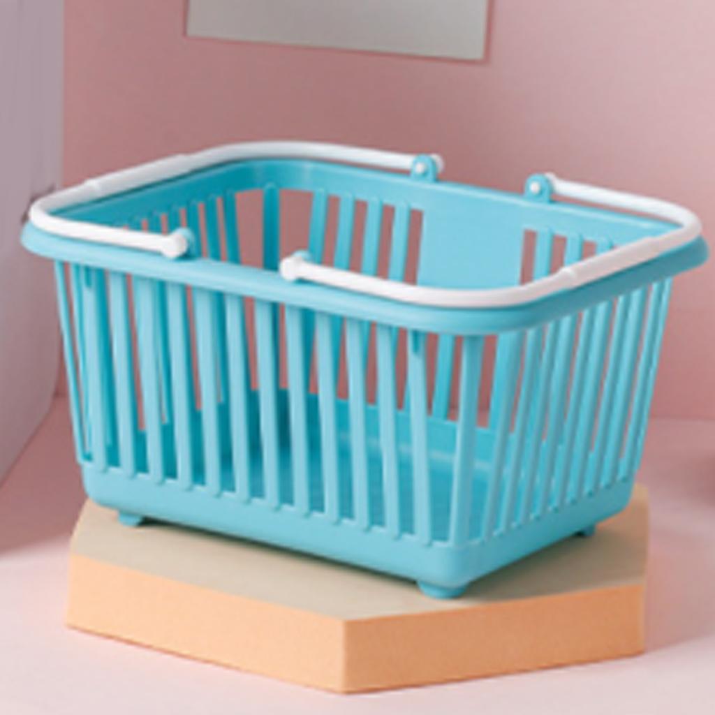 Storage Basket Multifunctional Compact Plastic   Basket with Handle for Desk