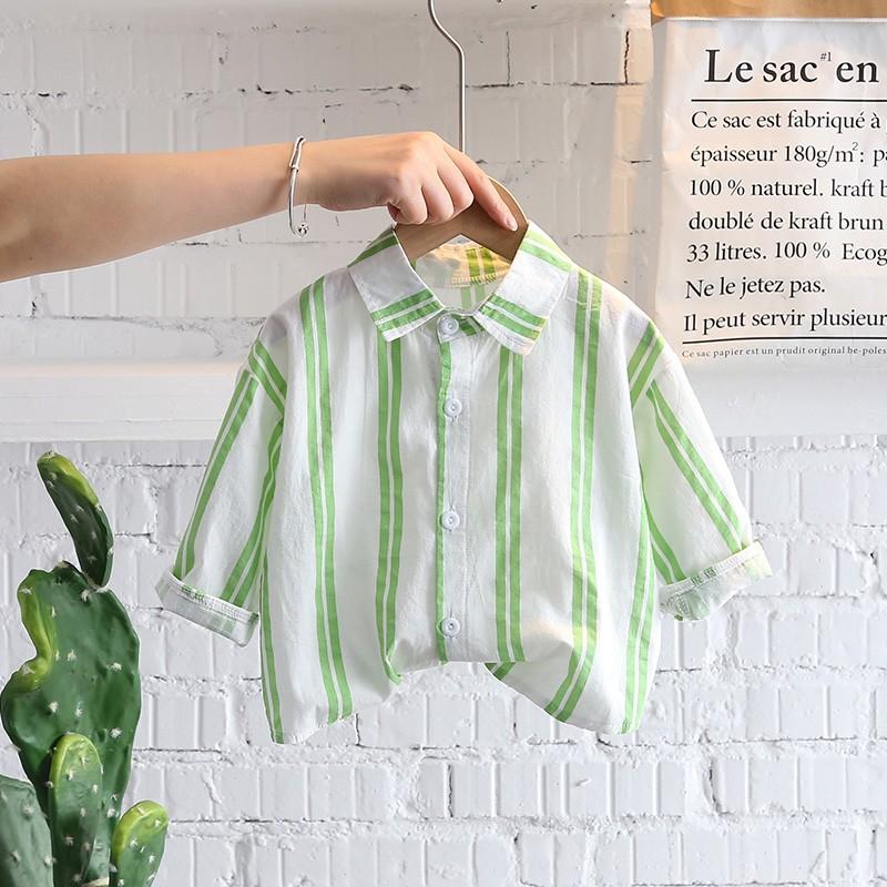 Boys Korean Striped Long Sleeve Shirt Thin Spring Autumn Baby Fashion Top Jacket