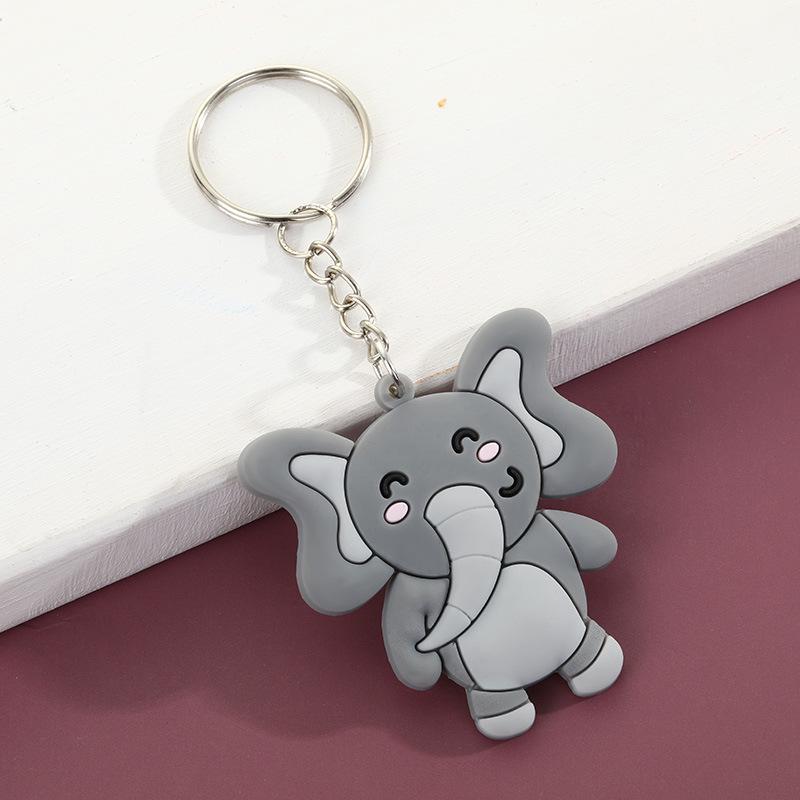 Cartoon Elephant PVC Keychain Pendant - Soft Rubber Animal Design