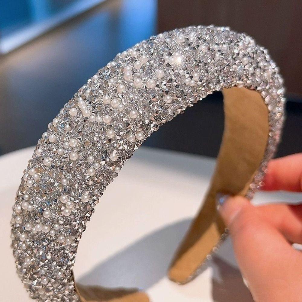 Bling Bling Kristall Perlen Stirnband Grau Silber Schwarz Kopf Fassung Funkelnder Haarreif Damen Mädchen