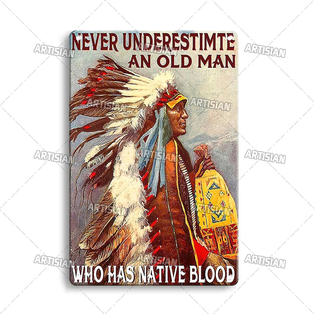 Artisian Native Girl Metal Sign Native American Tin Poster INDIAN Decorative Plate Wall Decor Garage Bar Pub Club Hotel Cafe