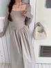 Spring 2026 Women's Square Neck Long Sleeve Slimming Knit Dress