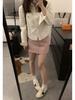 Korean Embroidered Striped Blue Shirt for Women - Spring/Autumn 2026 New Design