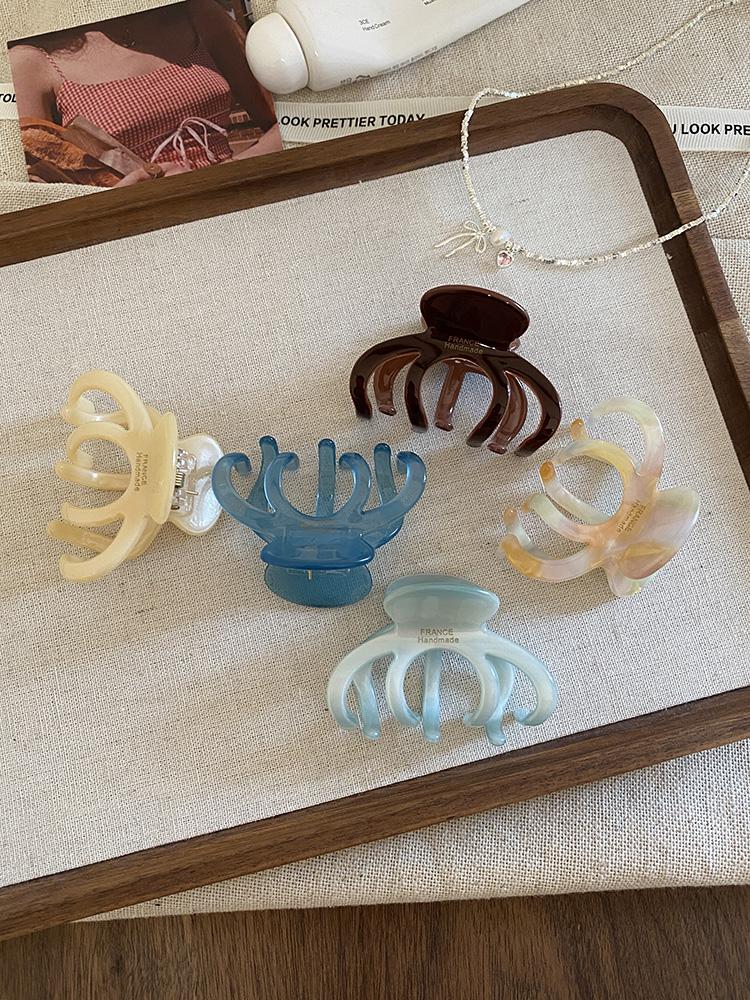 Koreanische Mode Haarklammer   ins Kürbis Mittel Acetat Greifer Einfacher Französischer Stil Halb Hochgesteckt Haar Hai Greifer Haaraccessoire