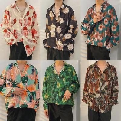 Męska koszula w stylu retro z Hongkongu, modna kurtka casualowa, japońska koreańska moda, wiosna jesień, do wszystkiego