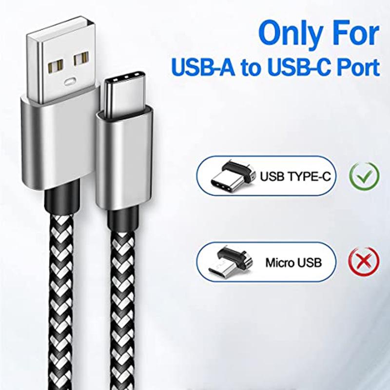 USB Type-C Braided Fast Charging Data Cable - 1.23m White, Compatible with Android and Huawei Devices