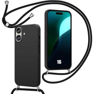 Hoesje - voor iPhone - 16 - Flexibel - Schokbestendig - Krasbestendig - Zwarte siliconen