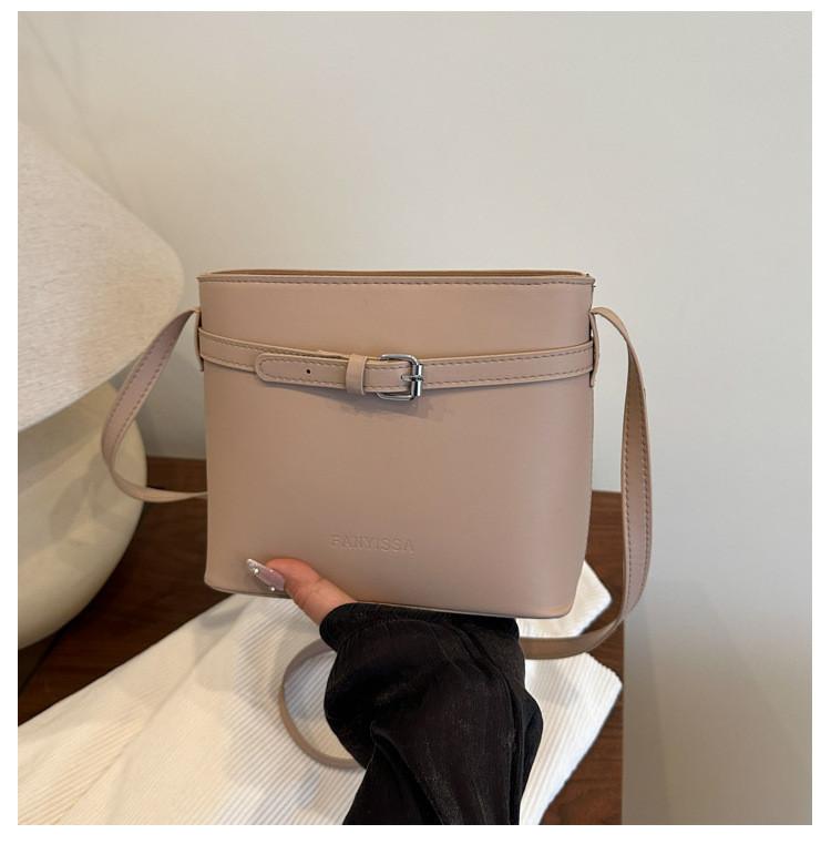 Bucket Trendy Water Bag With Solid Color And Square Buckle Decor For Daily