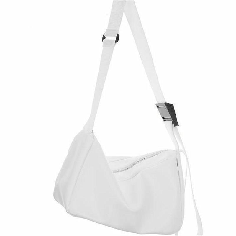 

Casual large capacity ins style simple high street single-shoulder leather bag large shoulder strap backpack men and women coupl білий