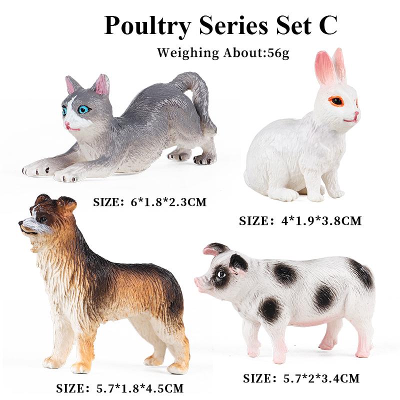 Oenux Zoo Farm Series Farmer Cow Hen Duck Model Action Figures Poultry Animals Set Figurine Miniature Educational Kids Toy