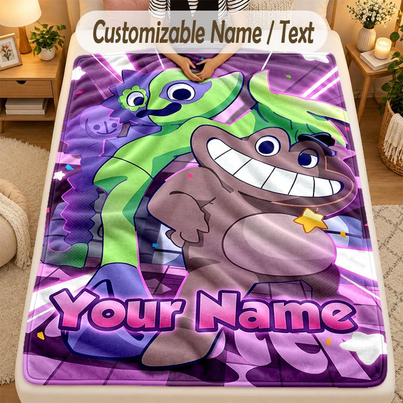 Flannel BlanketGarten of Banban Custom Name Text Personalized Soft Warm Throw Blanket Home Decor Gift