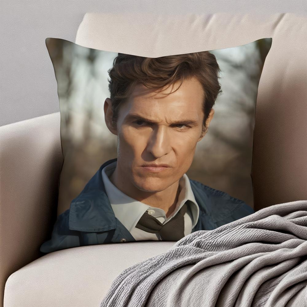 M-Matthew Mcconaughey Pillow Hollywood Actor Cushion Cover Pillowcase Anti-Dustmite Invisible Zipper Short Plush Sofa Cushion