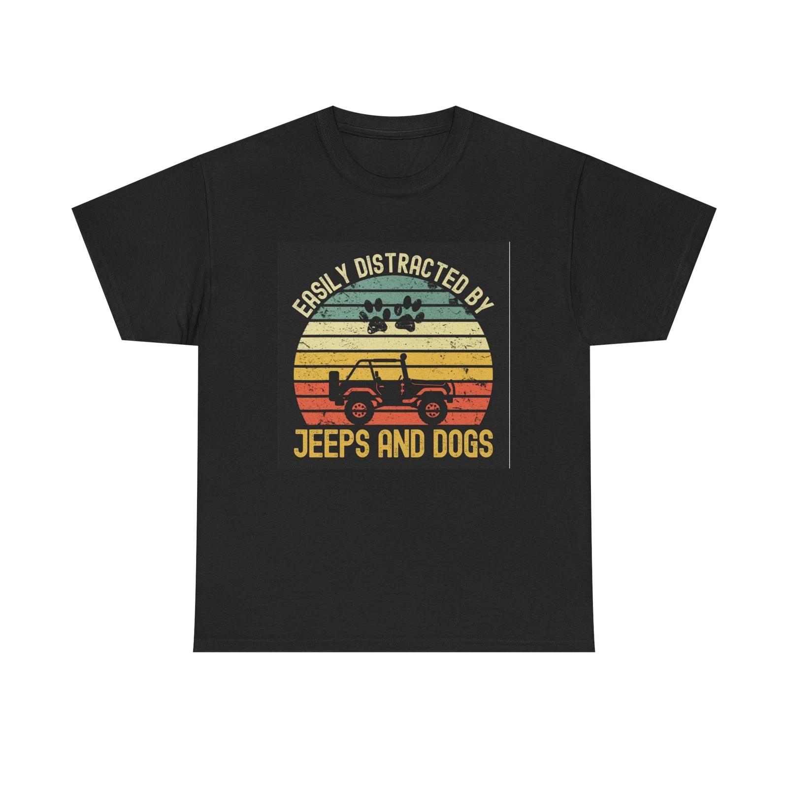 Men s and Women s T-shirts Jeeps And Dogs L