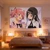 Anime Tapestry Kaname Madoka  Akemi Homura School Uniform Print Polyester Wall Hanging Otaku Kawaii Decor for Bedroom  Livin