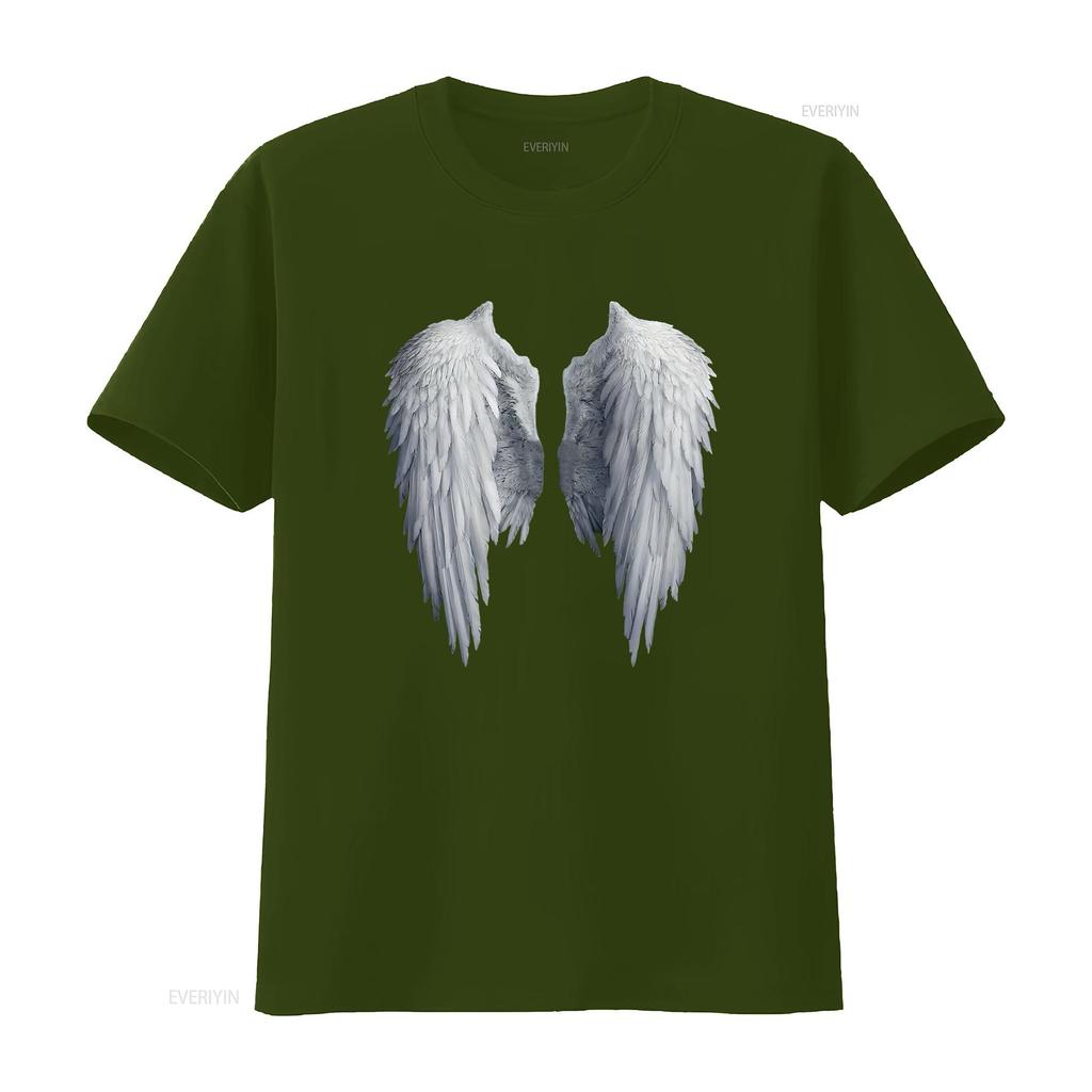 Fancy Womens Fashion Angel Wings Simple Cute T Shirt Black vintage Washed graphic homme Soft Stretched Stylish Versatile Unisex