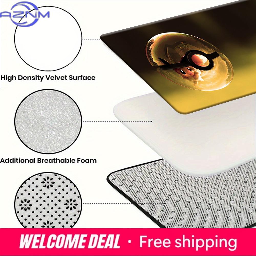 Pokemon Eevee in Golden Pokeball Art Print Non-Slip Doormat, Absorbent Floor Mat for Home Decor