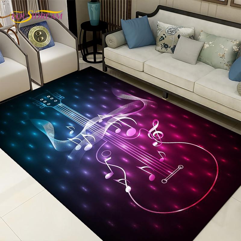 3D-Teppich mit kreativem Wasser- und Feuergitarren-Motiv, Teppiche für Wohnzimmer, Schlafzimmer, Dekoration, Küche, Badezimmer, rutschfeste Fußmatten
