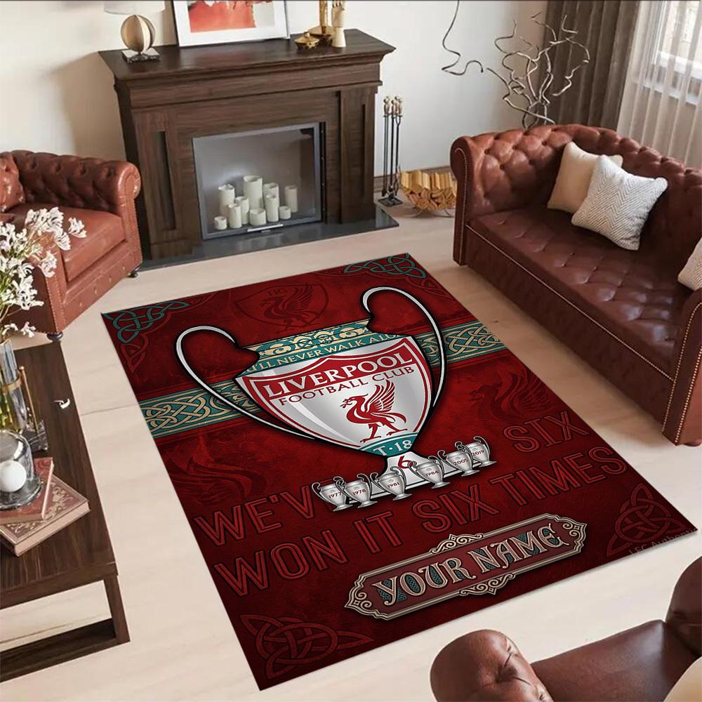Liverpool Fc Customized Name Floor Rug Office Rug Design For Playrooms Dormitory Entryway Living Rooms Antislip Rug Anime Office Decor