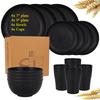 Set di Posate e Stoviglie in Paglia di Grano Naturale Set da Cena Piatti, Ciotole, Tazze Biodegradabili Indistruttibili Leggeri per Cucina Campeggio