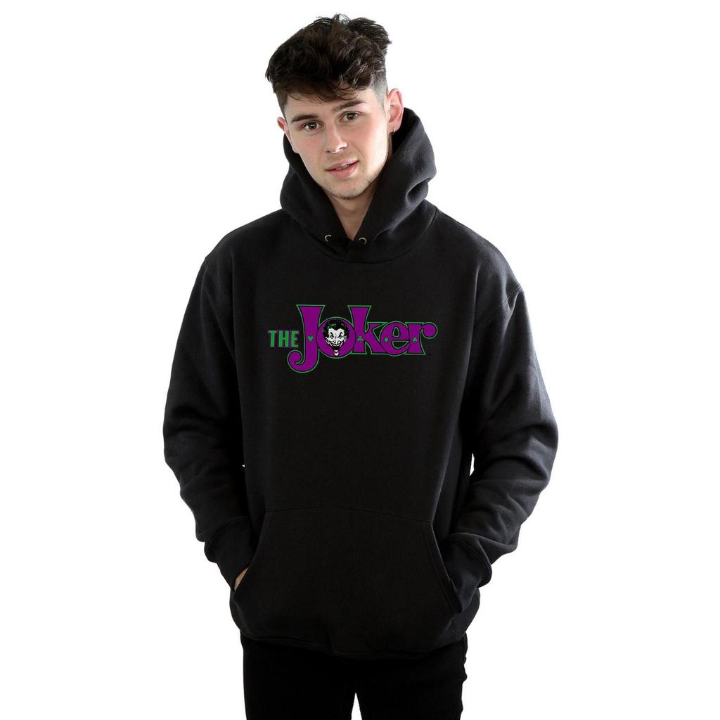 DC Comics Mens The Joker Text Logo Hoodie