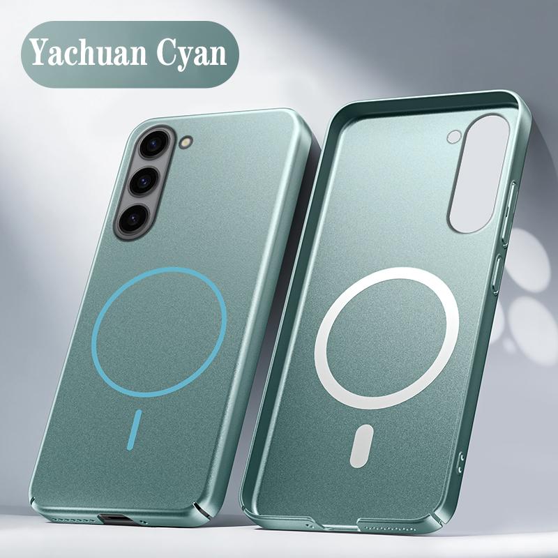 Ultra Thin Metallic Paint Magnetic Case For Samsung S25 S24 S23 S22 Ultra Plus For Magsafe Wireless Charging Armor Hard PC Cover